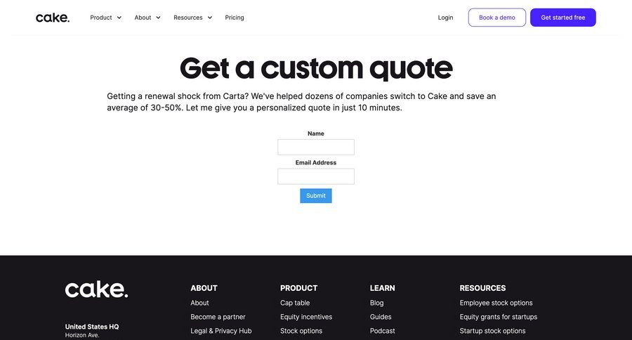 Cake
				form ui page example
