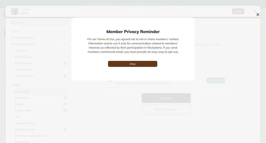 Mighty
			 modal screen settings account management onboarding account setup modal dialog privacy settings ui page example