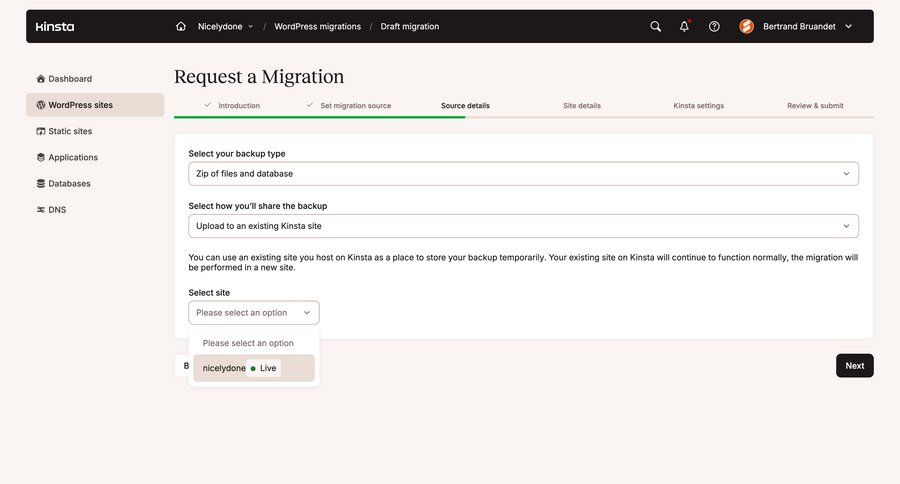 Kinsta screen example