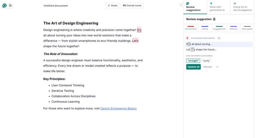 Grammarly screen example