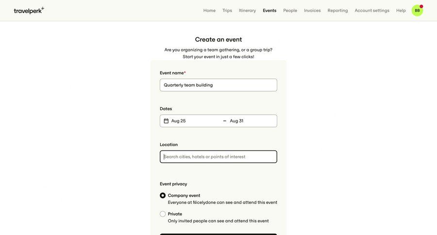 Travelperk screen example