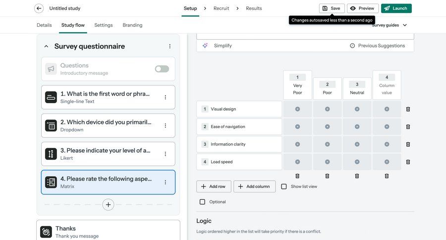 Optimal screen example