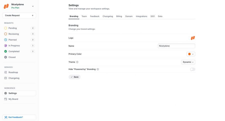 UserJot
			settings workspace settings configuration settings form ui page example