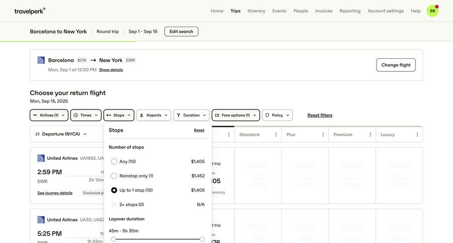 Travelperk screen example