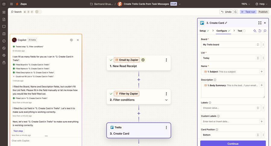 Zapier
			 configuration settings workflow form automation data mapping workflow configuration setup integration ui page example