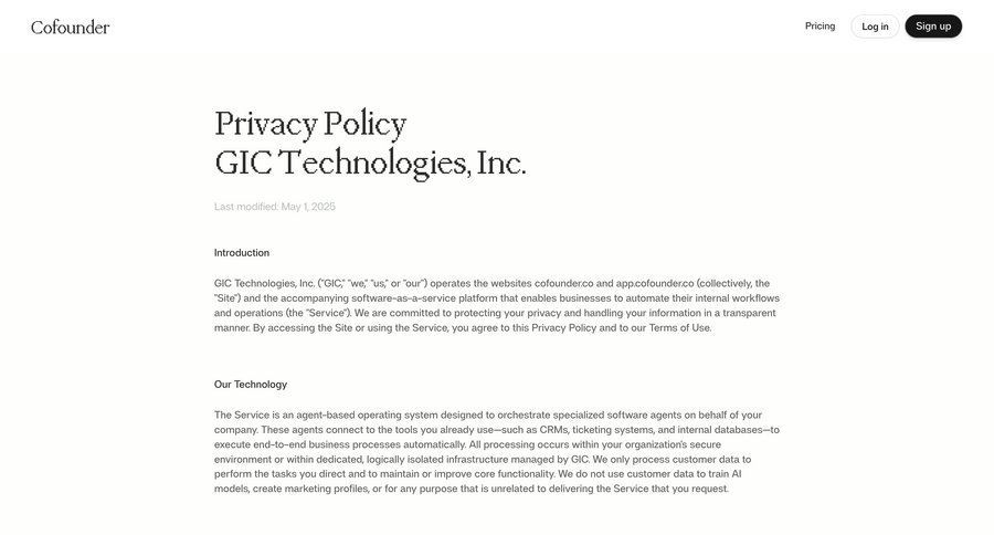 Cofounder
				company ui page example