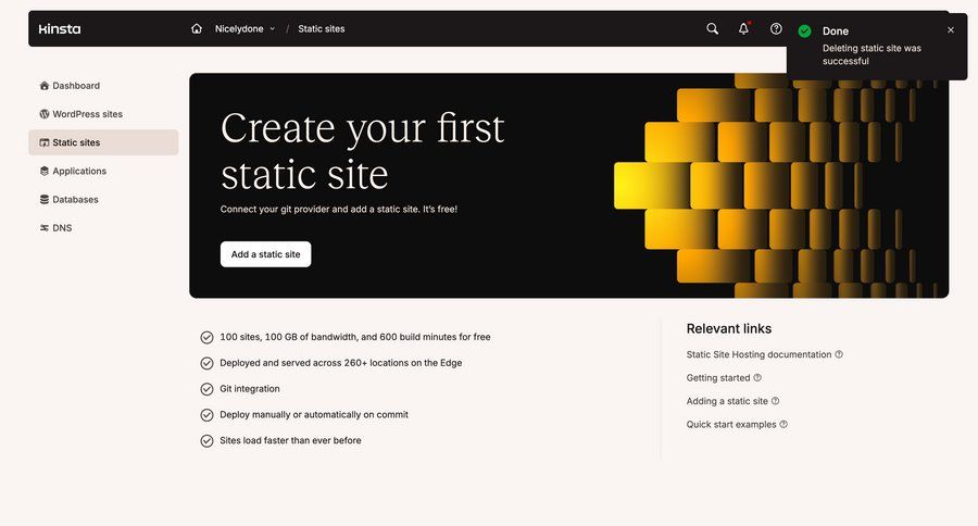 Kinsta screen example
