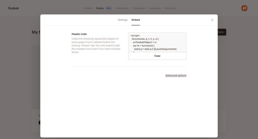 Flodesk
			 settings code snippet ui page example