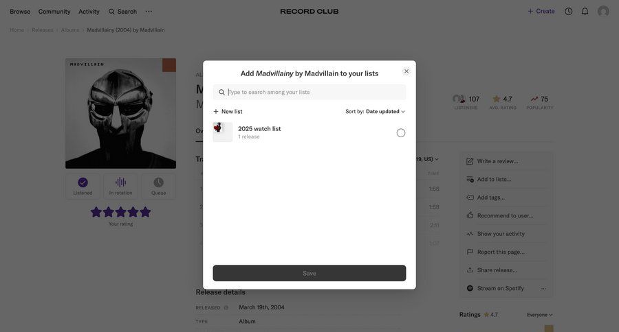 Record club
			    ux ui design