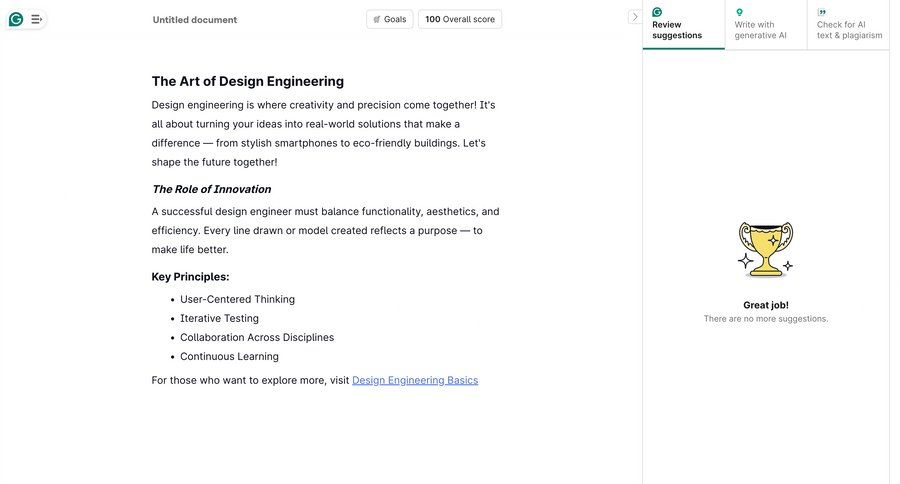 Grammarly screen example