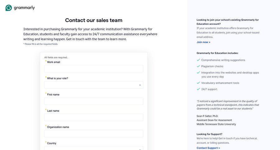 Grammarly
				form ui page example
