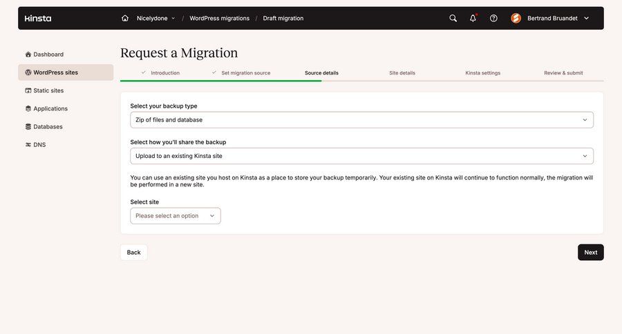 Kinsta screen example