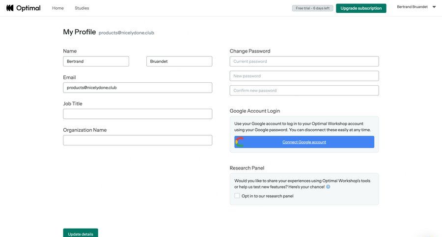 Optimal
				profile ui page example