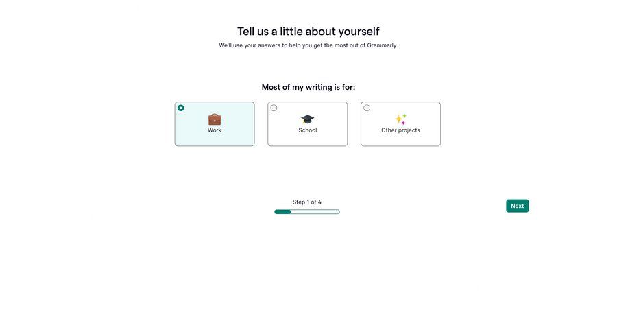 Grammarly screen example