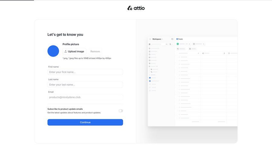 Attio
				profile page example