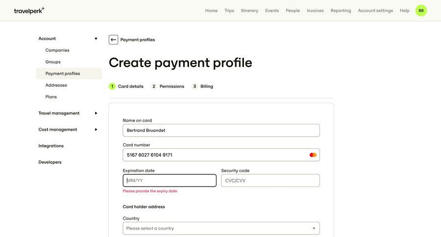 Travelperk screen example