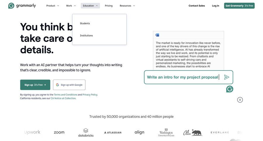 Grammarly
				dropdown & other states ui page example