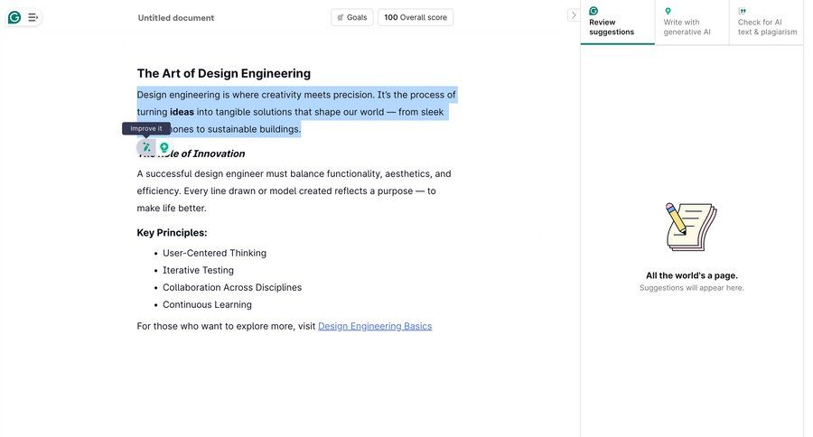Grammarly screen example