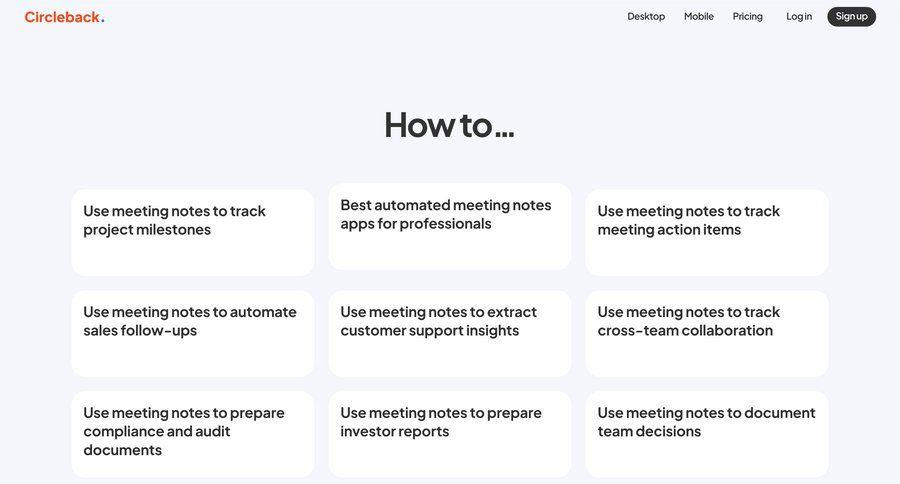 Circleback
				list page example