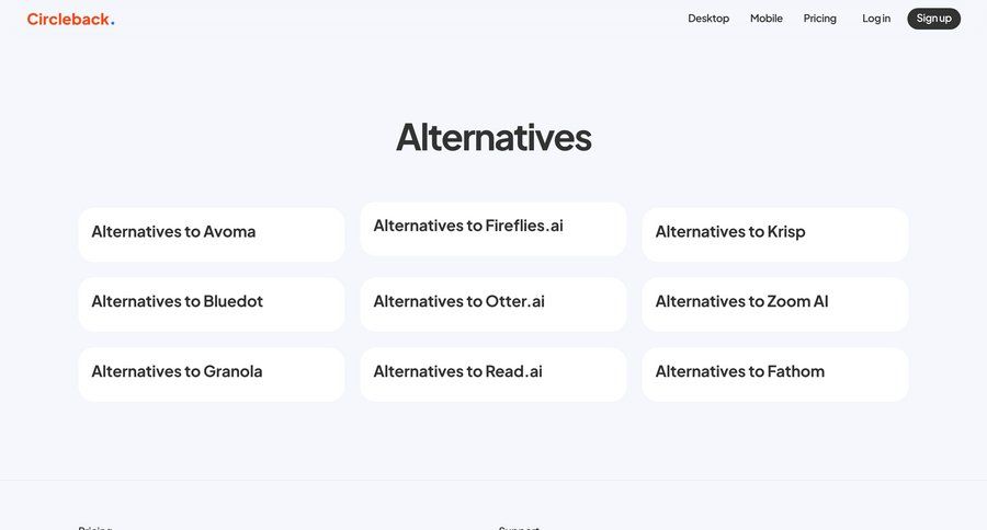 Circleback
				alternative ui page example
