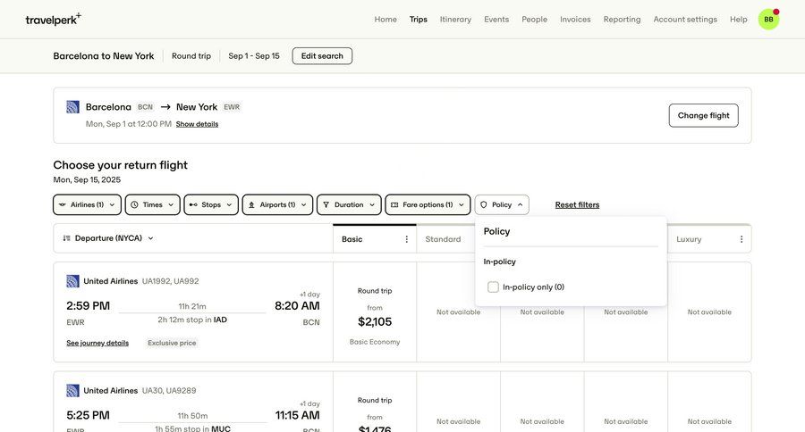 Travelperk screen example