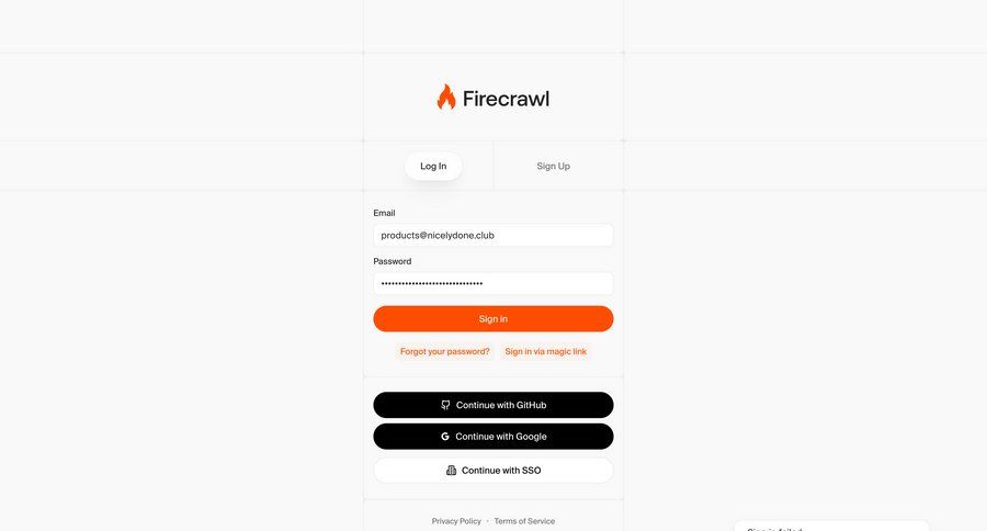 Firecrawl
				signin page example