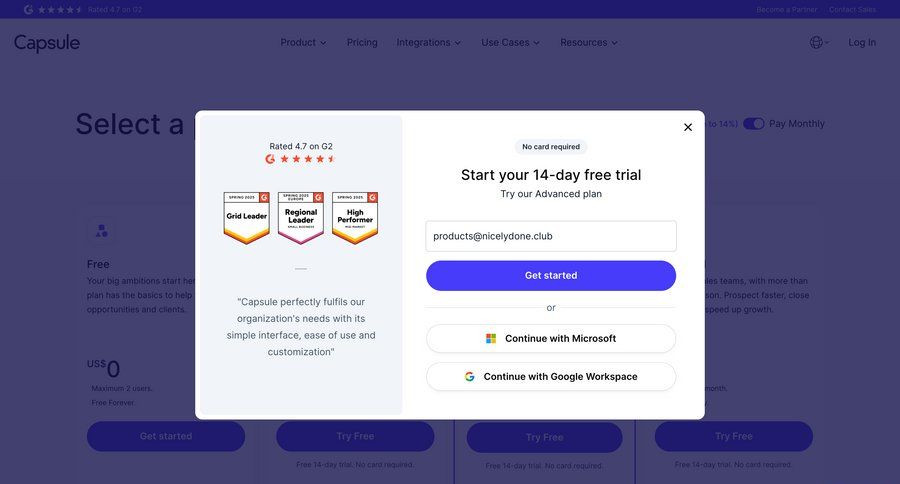 Capsule
				signup ui page example