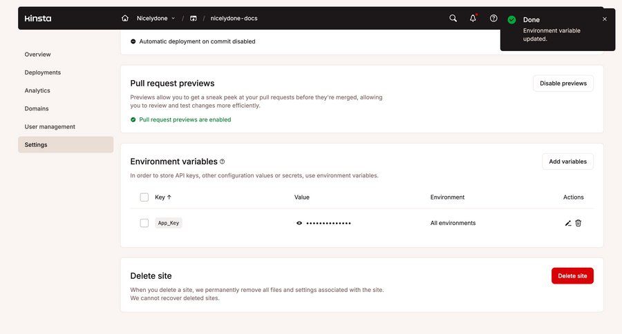 Kinsta screen example
