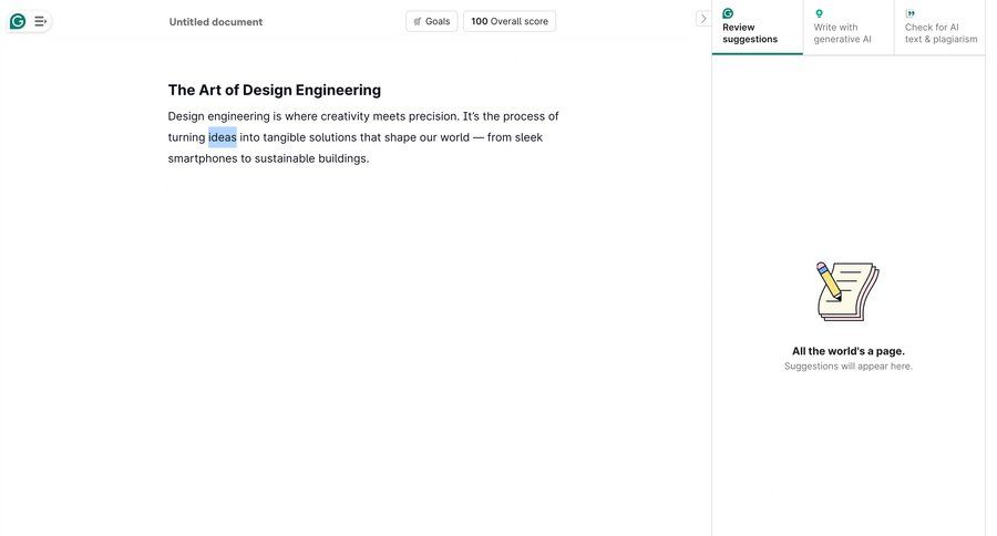 Grammarly screen example
