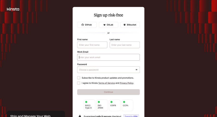 Kinsta screen example