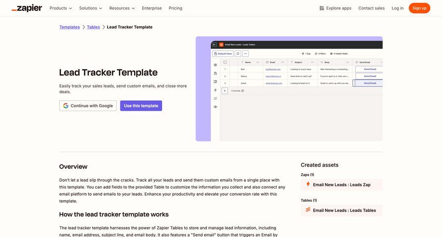 Zapier
				detail page ui page example