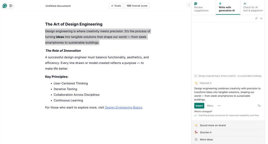 Grammarly screen example