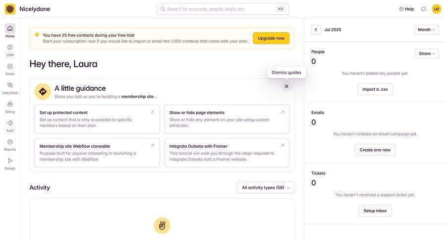 Outseta
			 data management dashboard sidebar navigation account management onboarding dashboard overview dropdown filters alert data visualization importing data ui page example