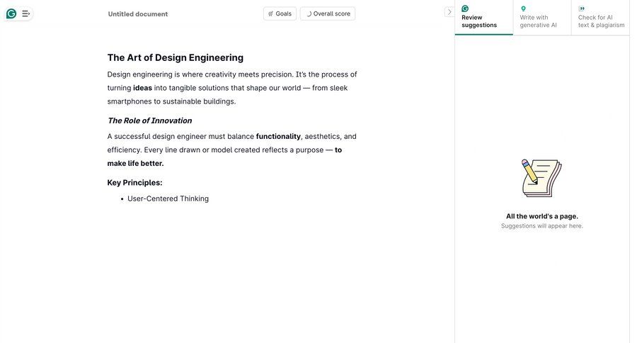 Grammarly screen example