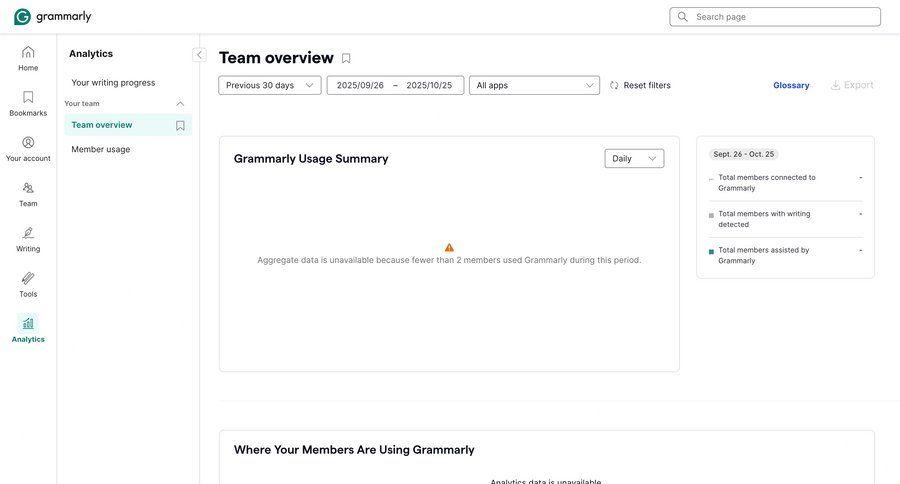 Grammarly screen example