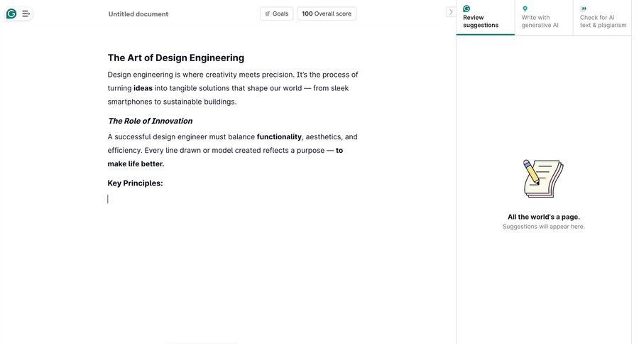 Grammarly screen example