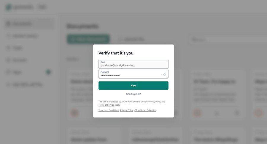 Grammarly screen example