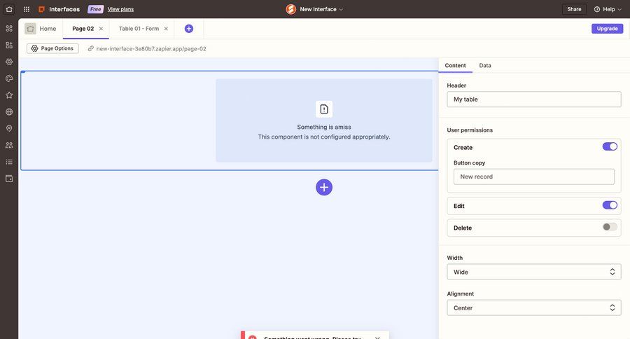 Zapier
			 configuration form permission management user permissions ui page example