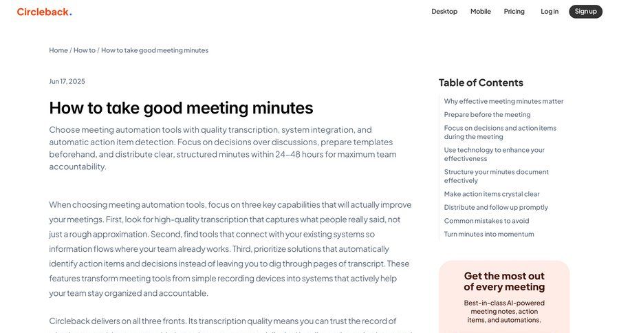 Circleback
				article page example