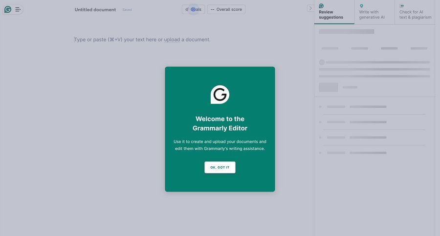 Grammarly screen example