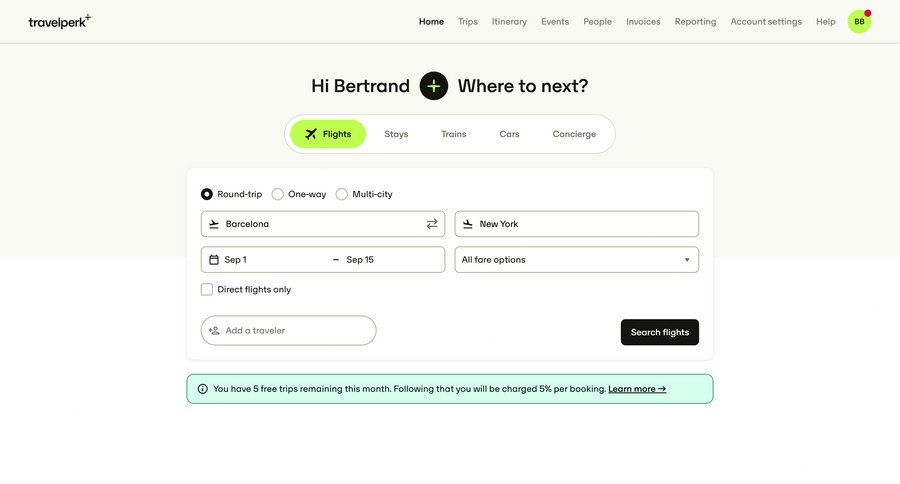 Travelperk screen example