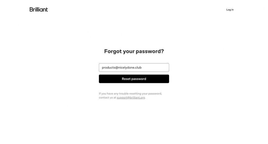 Brillant
				password reset page example