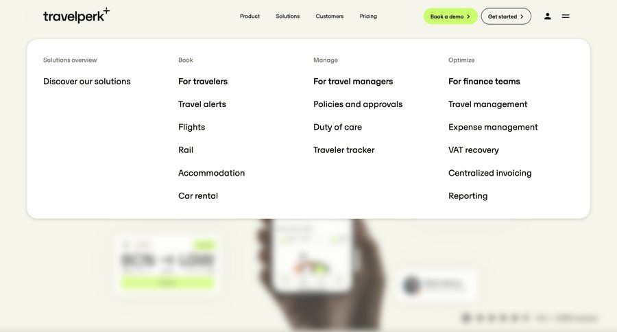 Travelperk
				dropdown & other states page example