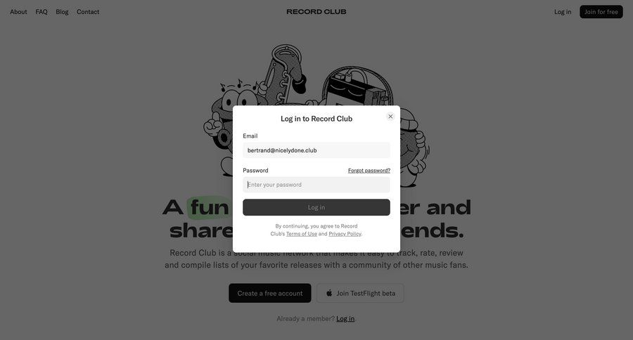 Record club
			            ux ui design