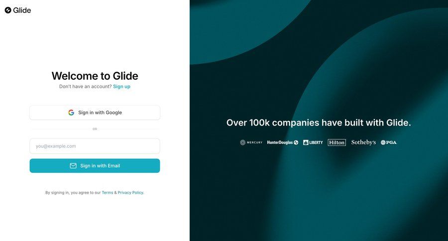 Glide
				signin ui page example