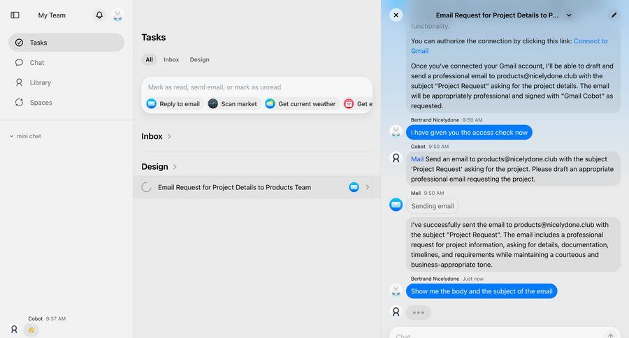 Cobot
			 task management collaboration email chat loading chat interface ui page example