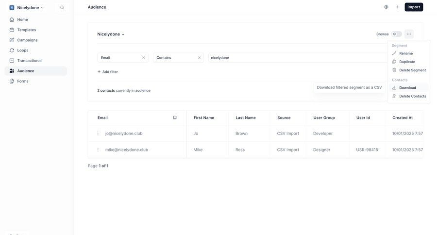 Loops screen example