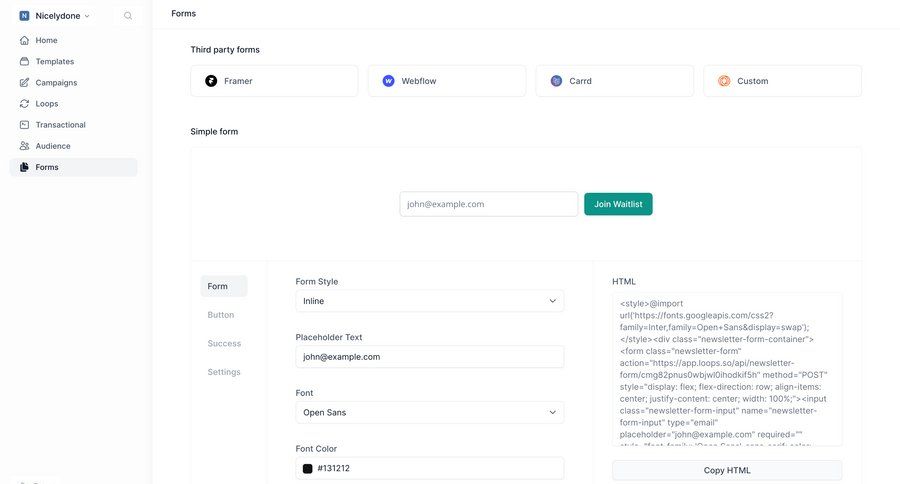 Loops screen example