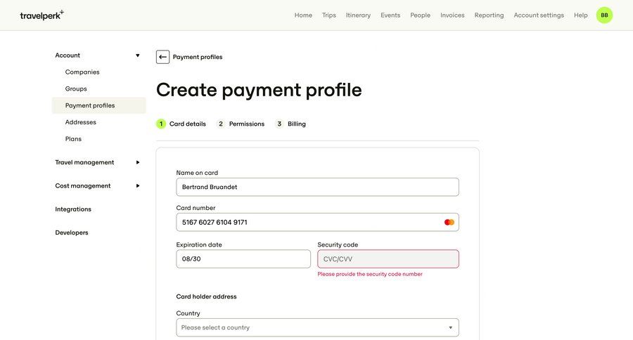 Travelperk screen example