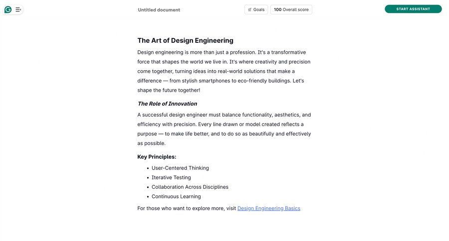 Grammarly screen example